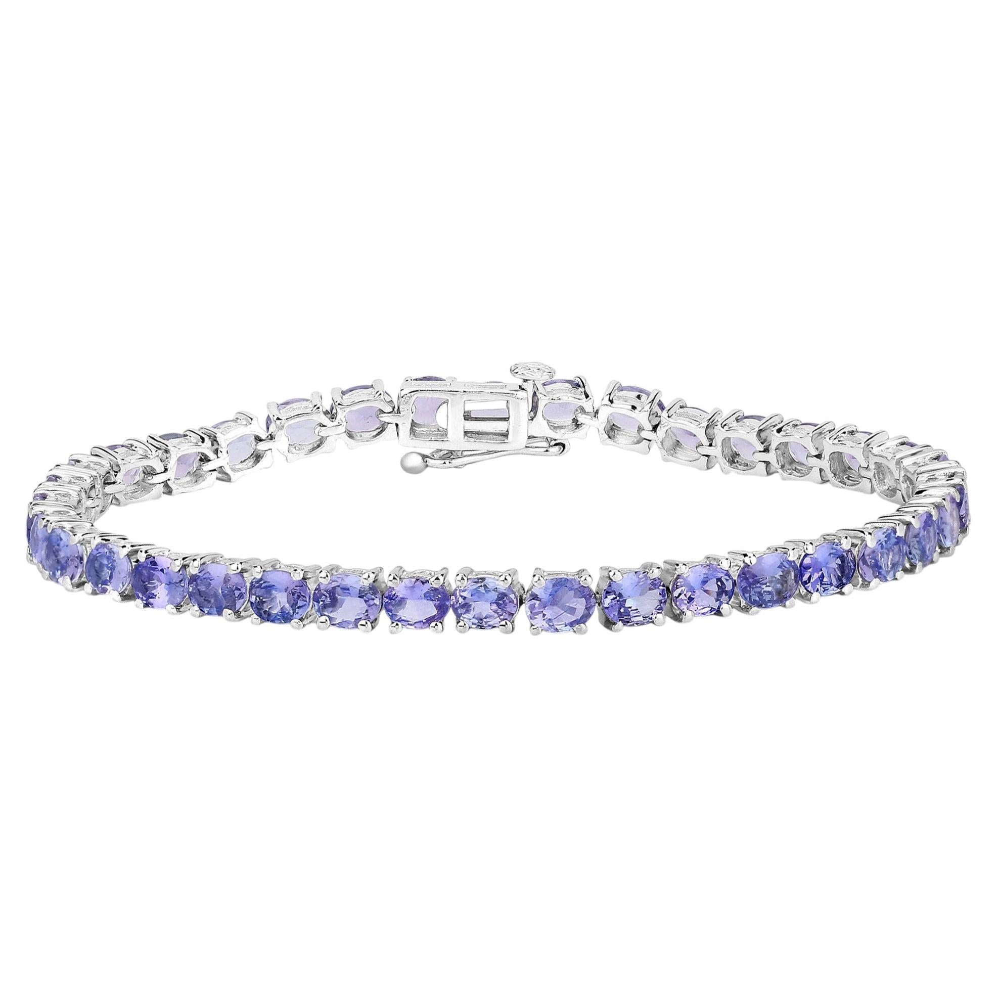 Tanzanite Tennis Bracelet 12.2 Carats Sterling Silver