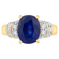 Blue Sapphire Ring With Diamonds 4.22 Carats 18K Yellow Gold