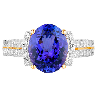 Tanzanite Ring Diamonds 4.18 Carats 14K Yellow Gold