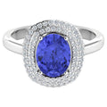 Tanzanite Ring With Diamonds 1.98 Carats 14K White Gold