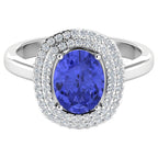 Tanzanite Ring With Diamonds 1.98 Carats 14K White Gold