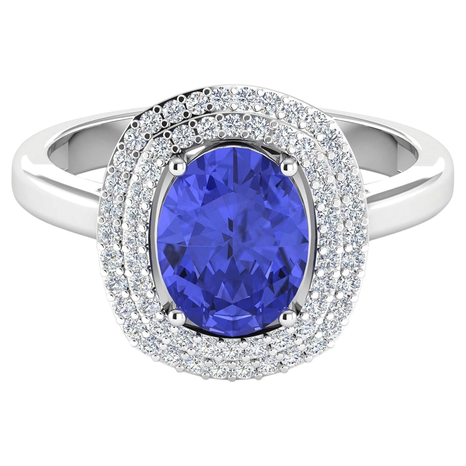 Tanzanite Ring With Diamonds 1.98 Carats 14K White Gold