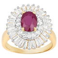 Ruby Ring With White Topaz 3.7 Carats Gold Plated Silver