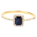 Blue Sapphire Ring With Diamonds 0.56 Carats 14K Yellow Gold