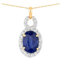 Blue Sapphire Pendant With Diamonds 3.58 Carats 18K Yellow Gold