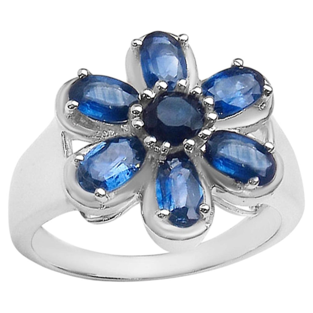 Blue Sapphire Ring 1.76 Carats Sterling Silver