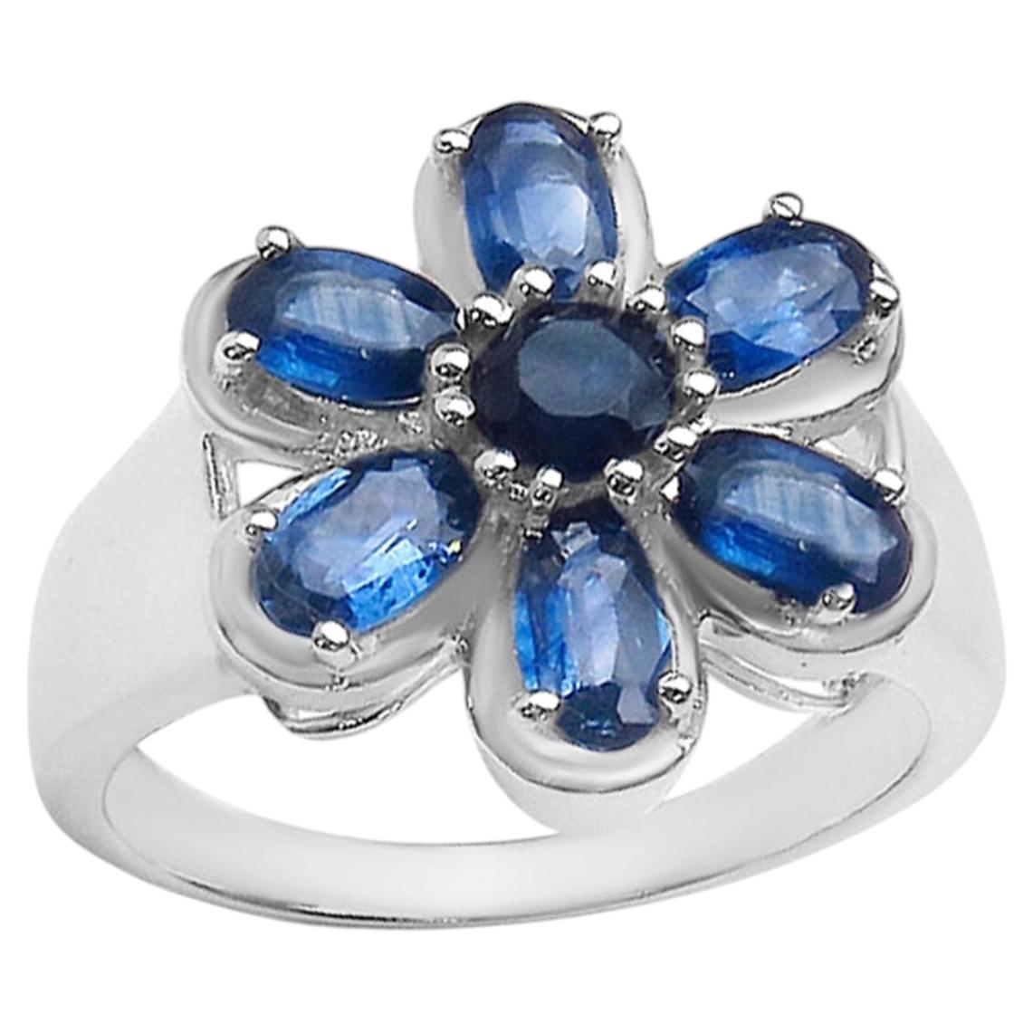 Blue Sapphire Ring 1.76 Carats Sterling Silver