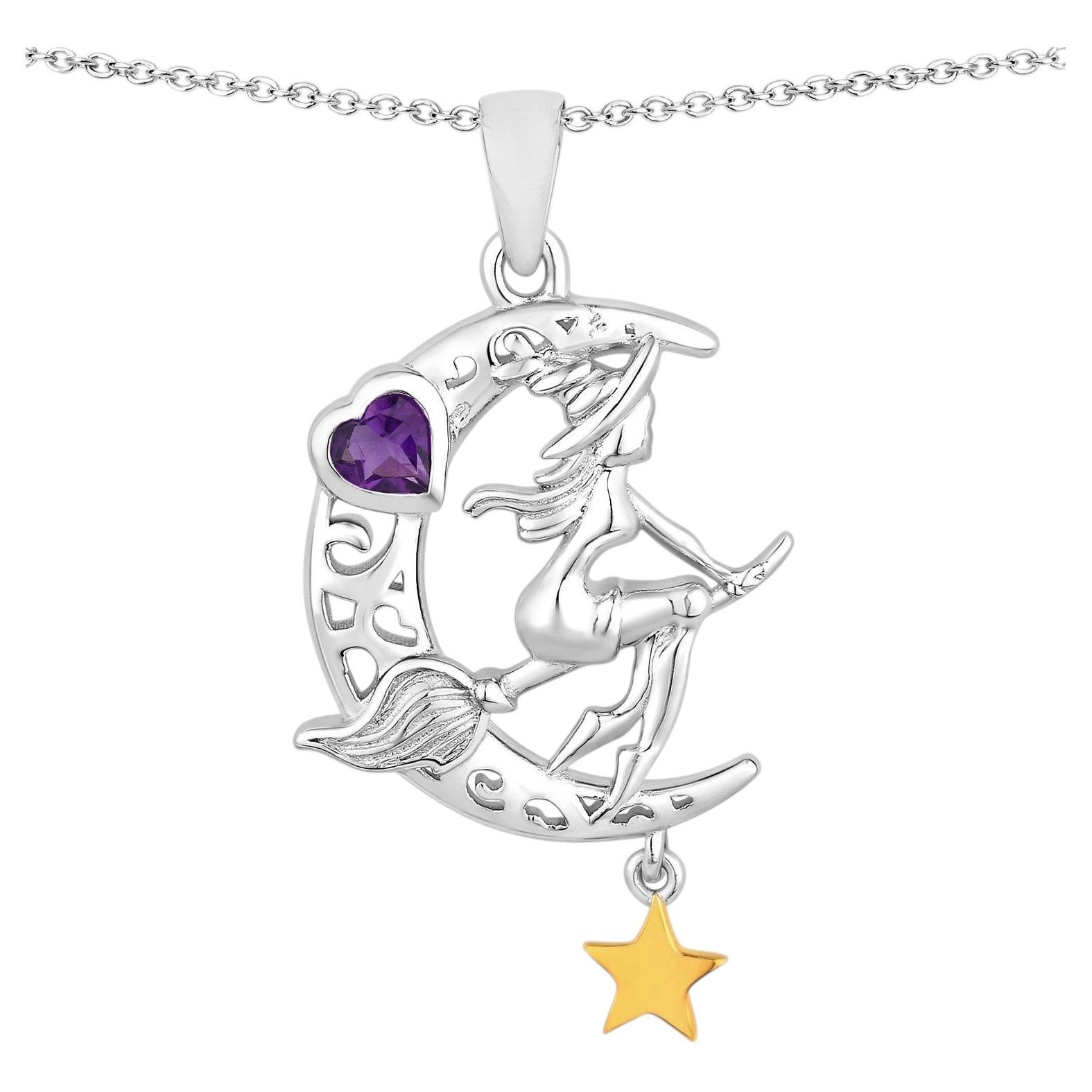 Amethyst Witch Pendant 0.24 Carats Sterling Silver
