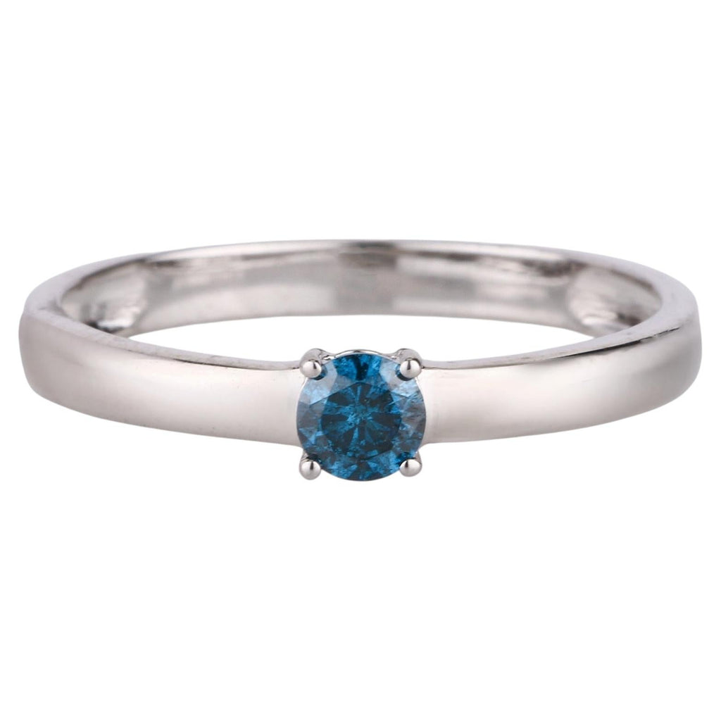 Blue Diamond Ring 0.2 Carats 9K White Gold