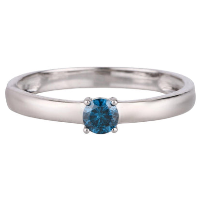 Blue Diamond Ring 0.2 Carats 9K White Gold