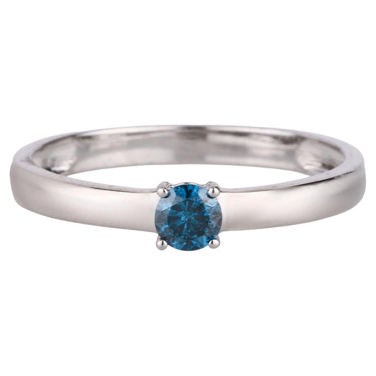 Blue Diamond Ring 0.2 Carats 9K White Gold