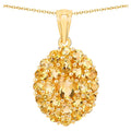 Citrine Cluster Pendant 4.08 Carats Gold Plated Silver