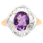 Amethyst Ring With White Topaz 3.28 Carats Gold Plated Silver