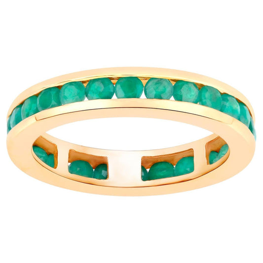 Emerald Eternity Band Ring 1.43 Carats 14K Yellow Gold