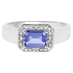 Tanzanite Ring With White Topaz 1.1 Carats Sterling Silver