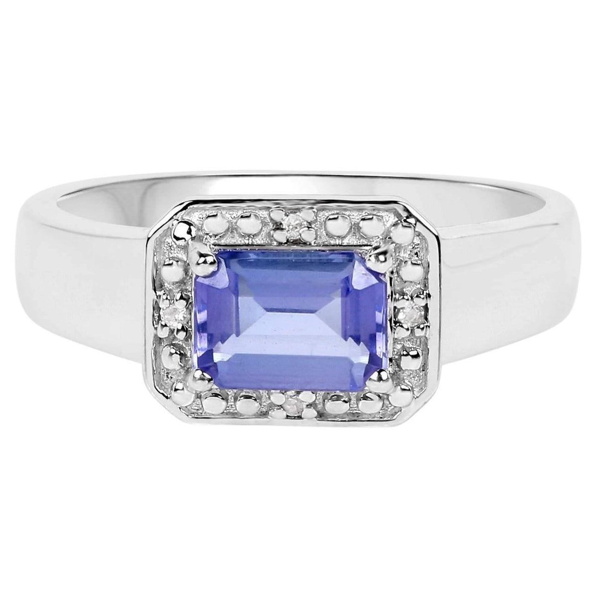 Tanzanite Ring With White Topaz 1.1 Carats Sterling Silver