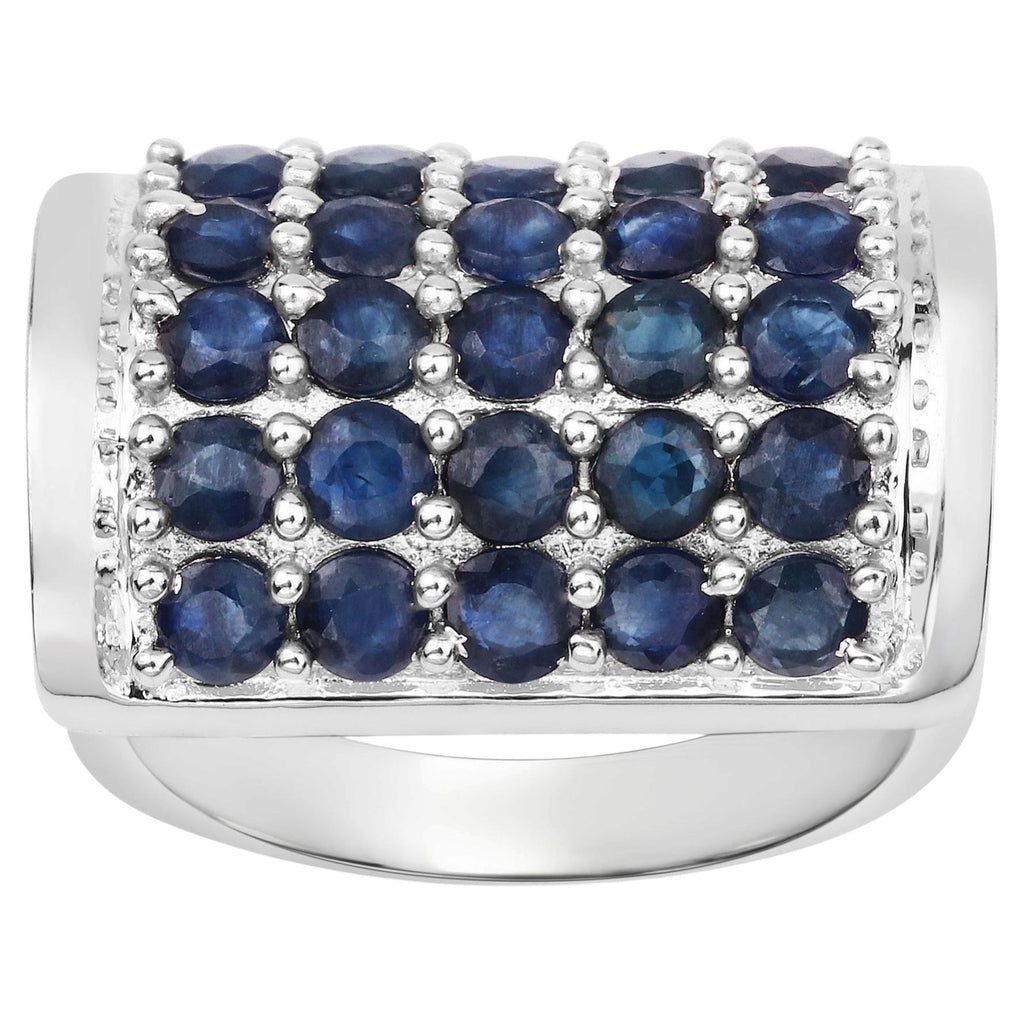 Blue Sapphire Ring 2.74 Carats Sterling Silver