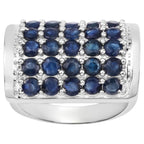 Blue Sapphire Ring 2.74 Carats Sterling Silver