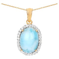 Larimar Pendant With White Topaz 13.5 Carats Gold Plated Silver