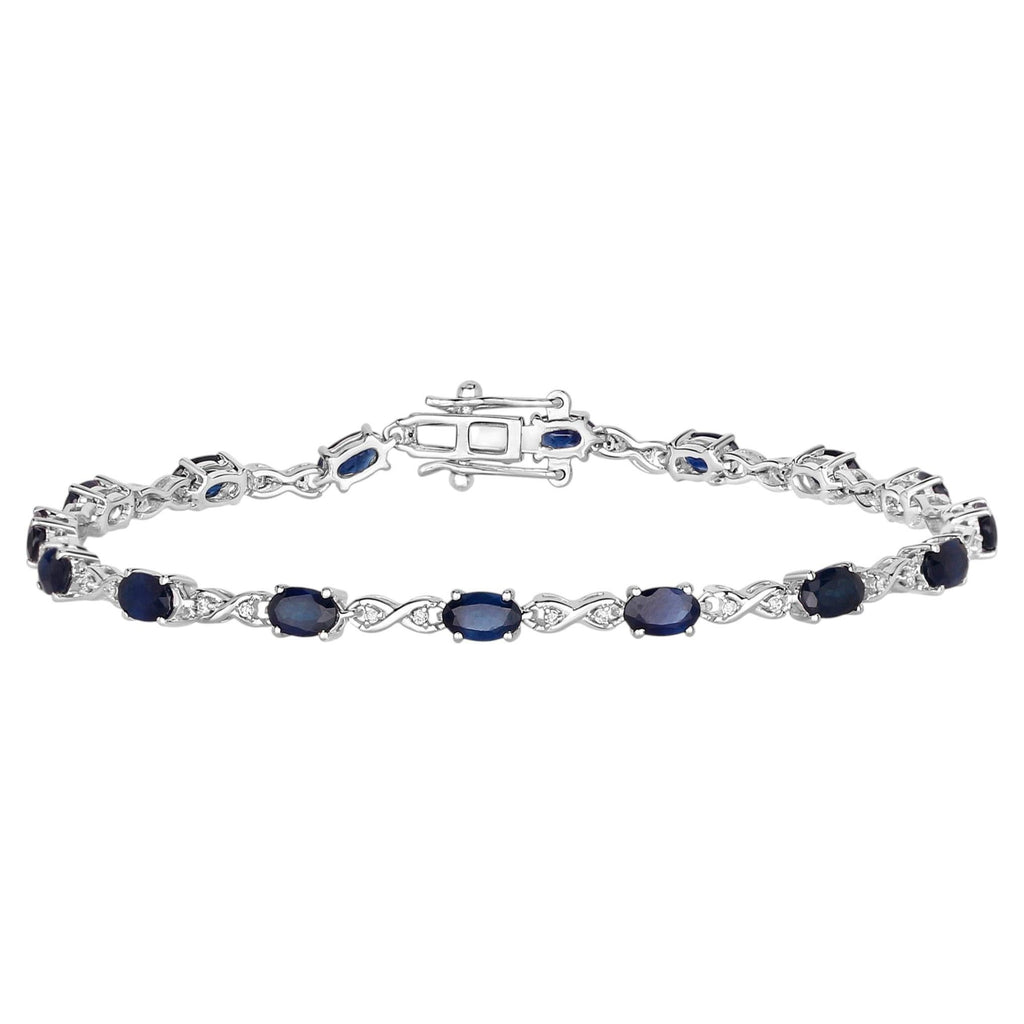 Blue Sapphire Bracelet With Diamonds 3.6 Carats 14K White Gold