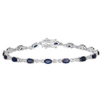 Blue Sapphire Bracelet With Diamonds 3.6 Carats 14K White Gold