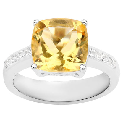 Citrine 3.88 Carat Solitaire Ring White Topaz Setting