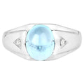 Swiss Blue Topaz Ring With White Topaz 3.66 Carats Gold Plated Silver