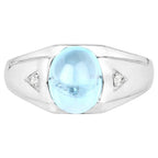 Swiss Blue Topaz Ring With White Topaz 3.66 Carats Gold Plated Silver