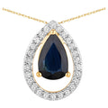 Blue Sapphire Pendant With Diamonds 1.12 Carats 14K Yellow Gold