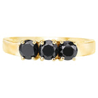 Black Diamond Ring 0.98 Carats Gold Plated Silver