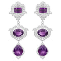 Amethyst Earrings With White Topaz 6.94 Carats Sterling Silver