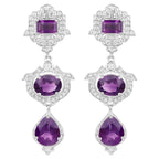 Amethyst Earrings With White Topaz 6.94 Carats Sterling Silver