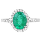 Zambian Emerald Ring With Diamonds 1.88 Carats 14K White Gold