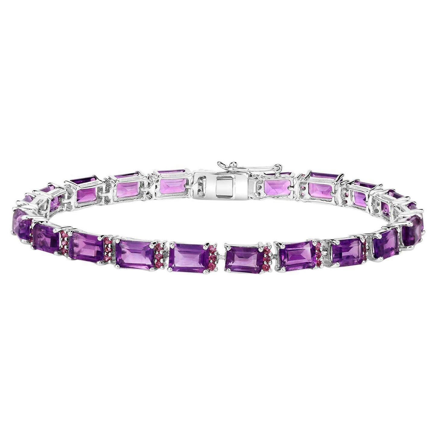 Amethyst Bracelet Rhodolite Garnet 21.8 Carats Sterling Silver