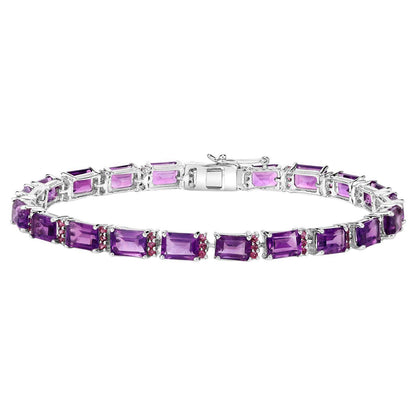 Amethyst Bracelet Rhodolite Garnet 21.8 Carats Sterling Silver