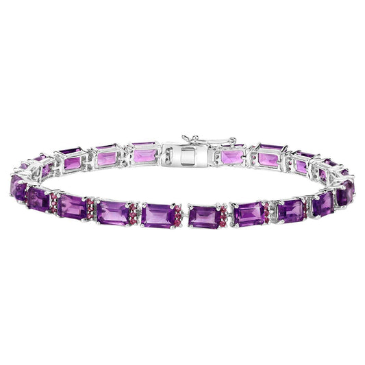 Amethyst Bracelet Rhodolite Garnet 21.8 Carats Sterling Silver