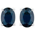 Blue Sapphire Stud Earrings 1.88 Carats 10K White Gold