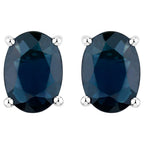 Blue Sapphire Stud Earrings 1.88 Carats 10K White Gold