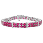Ruby Tennis Bracelet With White Topaz 16.7 Carats Sterling Silver