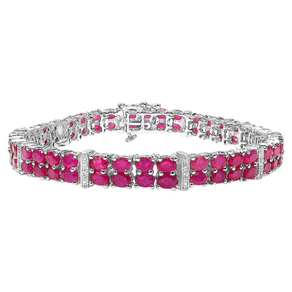 Ruby Tennis Bracelet With White Topaz 16.7 Carats Sterling Silver