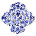 Tanzanite Flower Ring 4.18 Carats Sterling Silver