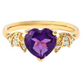 Amethyst Bat Ring With White Topaz 1.46 Carats Gold Plated Silver