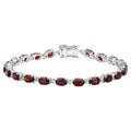 Red Garnet Tennis Bracelet 11.25 Carats Rhodium Plated Sterling Silver