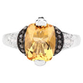 Citrine Ring With Multicolor Diamonds 2.8 Carats Sterling Silver
