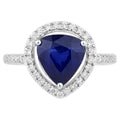 Blue Sapphire Ring With Diamonds 3.44 Carats 18K White Gold