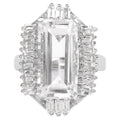 Crystal Quartz Ring With White Topaz 9.74 Carats Sterling Silver