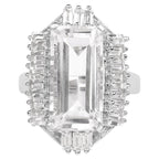 Crystal Quartz Ring With White Topaz 9.74 Carats Sterling Silver