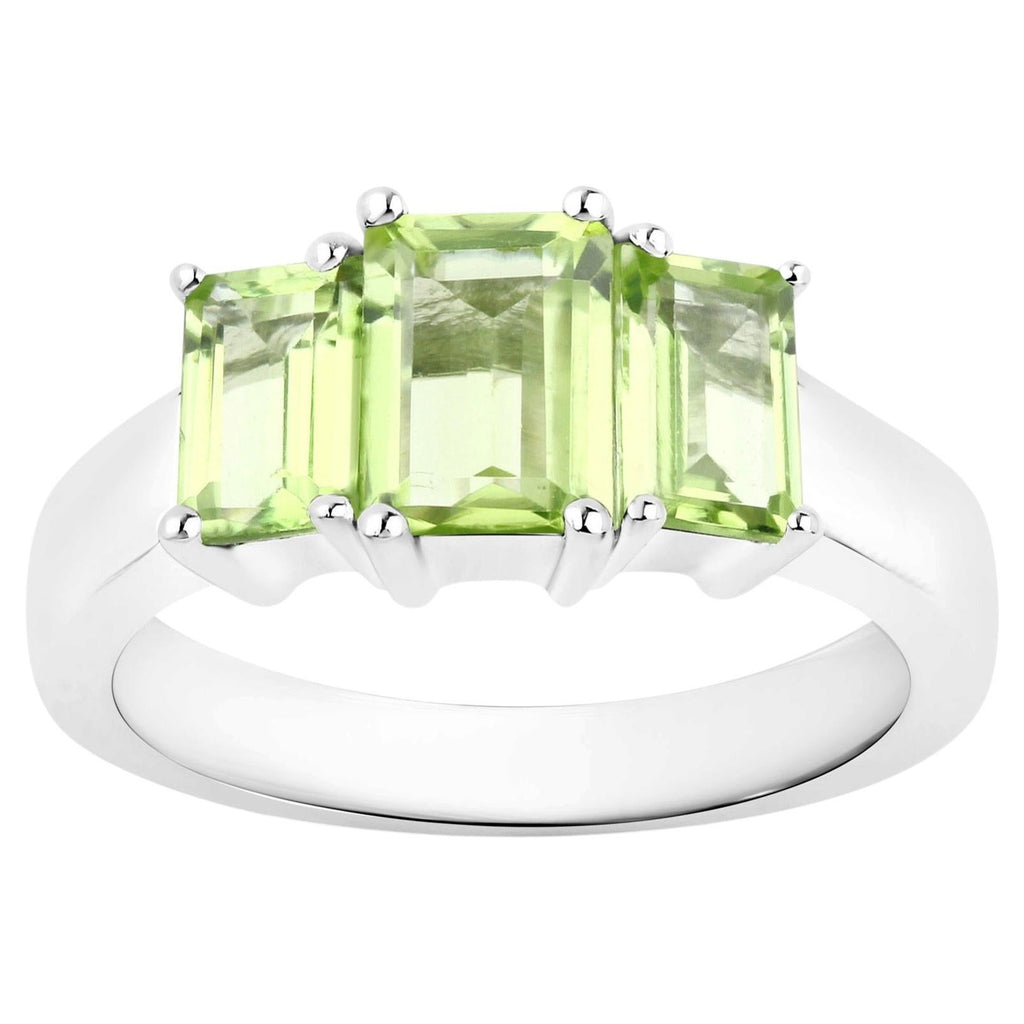 Peridot Ring 2.06 Carats Sterling Silver