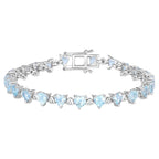 Aquamarine Tennis Bracelet White Diamonds 7.7 Carats Silver