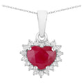 Ruby Heart Pendant With Diamonds 1.44 Carats 14K White Gold